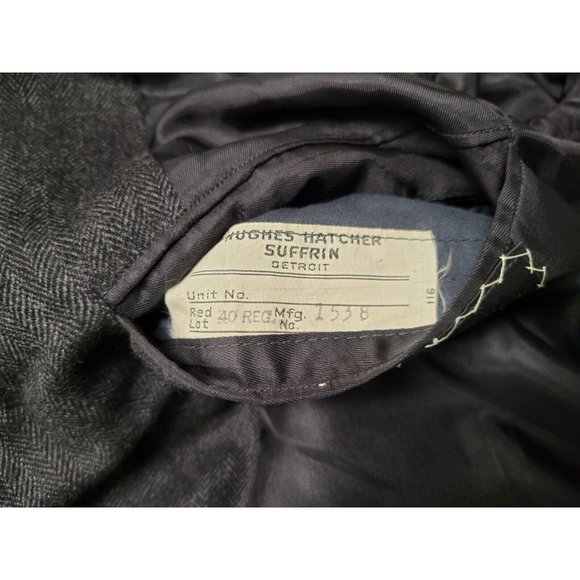 Vintage 50s-60s Charcoal Gray Herringbone Kasheen Kashmir Overcoat Scotland‎ 40R - Picture 9 of 10